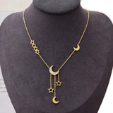 Star & Moon Necklace Jumper Chain Titanium Steel Collarbone Chain