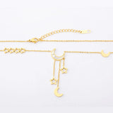 Star & Moon Necklace Jumper Chain Titanium Steel Collarbone Chain
