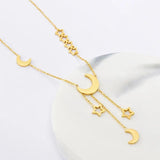 Star & Moon Necklace Jumper Chain Titanium Steel Collarbone Chain