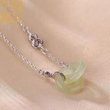 Hetian Jade Gourd Double Round Pendant Necklace by Silver Palace Jewelry