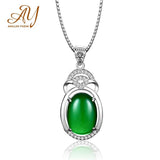 925 Silver Oval Green Red Agate Pendant Necklace Jewelry