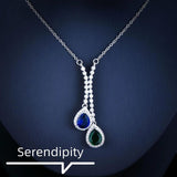 925 Silver Double Stone Emerald Sapphire Necklace for Women