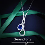 925 Silver Double Stone Emerald Sapphire Necklace for Women