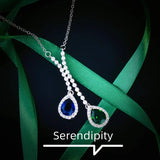 925 Silver Double Stone Emerald Sapphire Necklace for Women