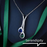 925 Silver Double Stone Emerald Sapphire Necklace for Women