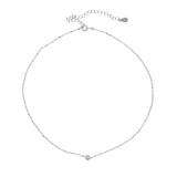 925 Sterling Silver 3MM CZ Thin Chain Choker Necklace