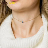925 Sterling Silver 3MM CZ Thin Chain Choker Necklace