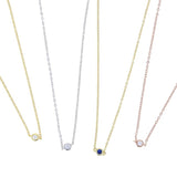 925 Sterling Silver 3MM CZ Thin Chain Choker Necklace