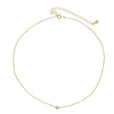925 Sterling Silver 3MM CZ Thin Chain Choker Necklace