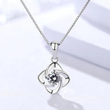 925 Silver Flower Pendant Necklace for Women