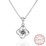 925 Silver Flower Pendant Necklace for Women