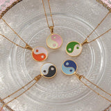 Colorful Tai Chi Yin Yang Necklace Stainless Steel Chain