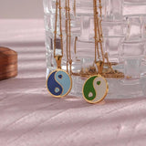 Colorful Tai Chi Yin Yang Necklace Stainless Steel Chain