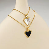 14K Plating Heart Necklace Women Enamel Pendant Stainless Steel Graduation Gift