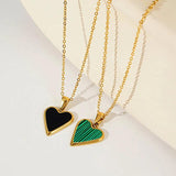14K Plating Heart Necklace Women Enamel Pendant Stainless Steel Graduation Gift