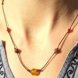 Natural Knot Rudraksha Yellow Agate Pendant Necklace