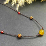Natural Knot Rudraksha Yellow Agate Pendant Necklace