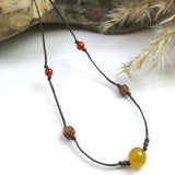 Natural Knot Rudraksha Yellow Agate Pendant Necklace