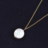 Freshwater Coin Pearl Pendant Necklace 18K Real Wedding Jewelry