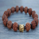 10mm Natural brown round Rudraksha Buddha head Bracelet