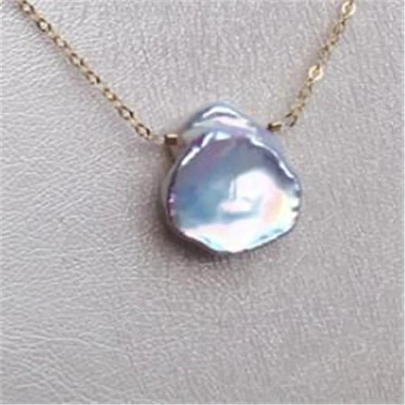 Baroque Purple Petal Pearl Pendant Necklace 18inch