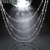 Women's 925 Silver Bead Chain Necklace Charm Jewelry