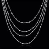 Women's 925 Silver Bead Chain Necklace Charm Jewelry