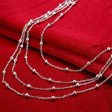 Women's 925 Silver Bead Chain Necklace Charm Jewelry