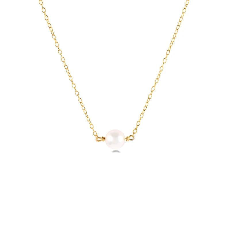 Sterling Silver Pearl Necklace 18K Long Chain Wedding Jewelry