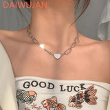 Glossy Heart Choker Necklace Retro Niche 925 Silver Wedding Jewelry
