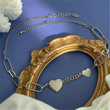 Glossy Heart Choker Necklace Retro Niche 925 Silver Wedding Jewelry