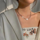 Glossy Heart Choker Necklace Retro Niche 925 Silver Wedding Jewelry