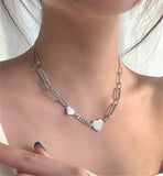 Glossy Heart Choker Necklace Retro Niche 925 Silver Wedding Jewelry