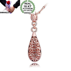 18KT Rose Pendant Necklace Gift for Wedding with Water Drop Rose Design