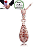18KT Rose Pendant Necklace Gift for Wedding with Water Drop Rose Design