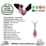 18KT Rose Pendant Necklace Gift for Wedding with Water Drop Rose Design