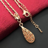 18KT Rose Pendant Necklace Gift for Wedding with Water Drop Rose Design