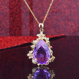 Bohemia Style Water Drop CZ Pendant Necklace