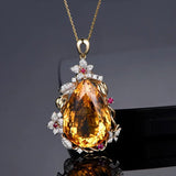 Bohemia Style Water Drop CZ Pendant Necklace