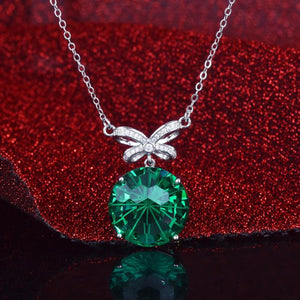Women Necklace CZ Pendant Bowknot Clavicle Chain Silver
