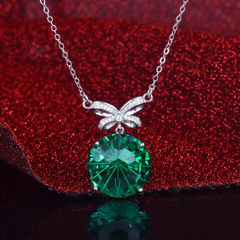 Women Necklace CZ Pendant Bowknot Clavicle Chain Silver