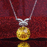 Women Necklace CZ Pendant Bowknot Clavicle Chain Silver