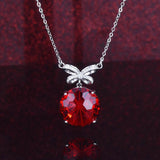 Women Necklace CZ Pendant Bowknot Clavicle Chain Silver