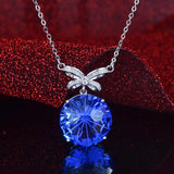 Women Necklace CZ Pendant Bowknot Clavicle Chain Silver