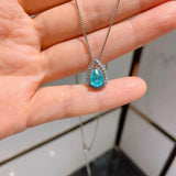 Water Drop Paraiba Tourmaline Stone Emerald Pendant Necklace