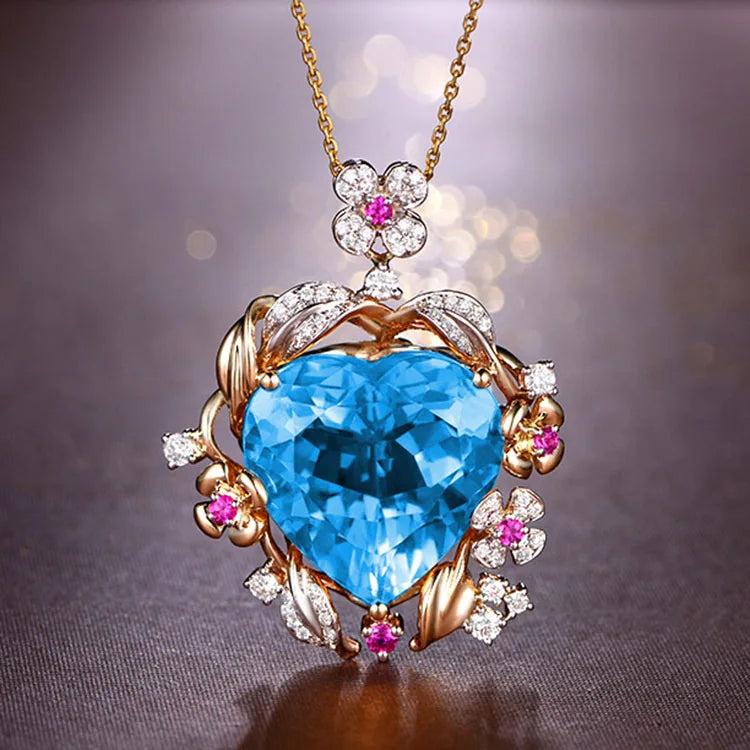 Brazilian Natural Citrine Heart Pendant Necklace with Amethyst Choker
