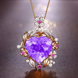Brazilian Natural Citrine Heart Pendant Necklace with Amethyst Choker