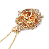 Brazilian Natural Citrine Heart Pendant Necklace with Amethyst Choker