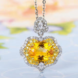 Yellow CZ Pendant Necklace with Charm Crystal Jewelry Wholesale