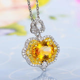 Yellow CZ Pendant Necklace with Charm Crystal Jewelry Wholesale